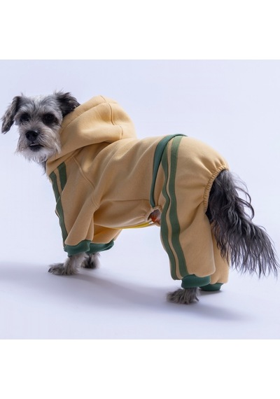 Bej Denver Track Tulum Köpek Tulumu Köpek Kıyafeti Köpek Eşofmanı Kedi Kıyafeti