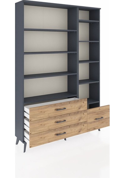 Arges Dolap 9 Raflı 4 Çekmeceli 132x30x195 Antrasit-antrasit/çam Antrasıt/atlas Çam Arges Dolap 9 Raflı 4 Çekmeceli 132x30x195 Antrasit-antrasit/çam Antrasıt/atlas Çam