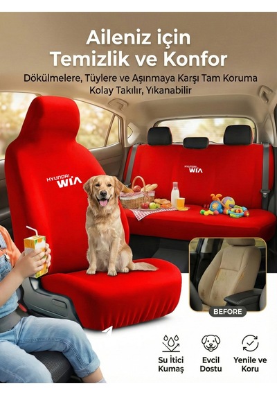 Hyundai Xg İle Uyumlu Oto Koltuk Servis Kılıfı Temel Set Kırmızı