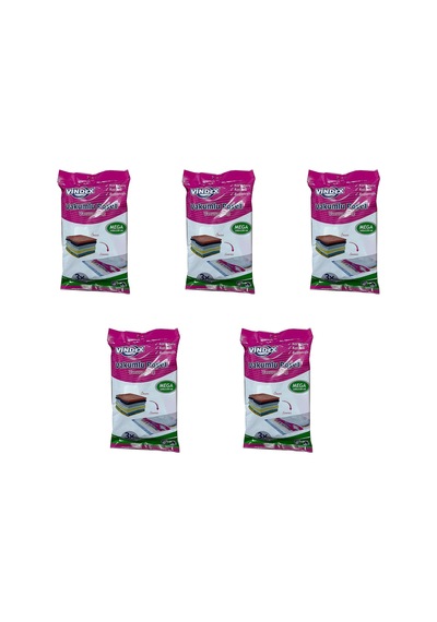 Tr Vindex Vakumlu Giyisi Yastık Yorgan Saklama Torbası Poşeti Hurç - Mega - 100x130 Cm. - 5 Paket