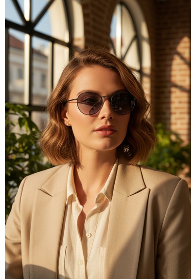 Daniel Klein Dk3263-1 Degrade Siyah Metalik Smoke Frame Yuvarlak Oval Polarize Camlı Unisex Güneş Gözlüğü Metalik - Siyah
