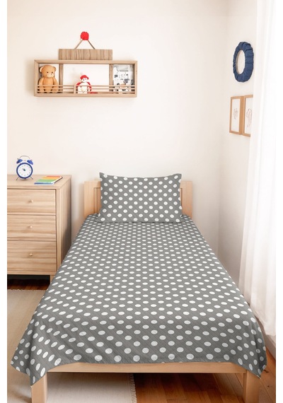 Gri Puantiyeli Modern Genç Odası Tek Kişilik Pike Takımı-geometrik 160x220 Cm Kapitone Yatak Örtüsü Ayazlı Çiçek Gölgesi