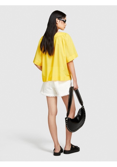Sisley %100 Pamuk Pileli V Yaka Bluz Kadın 38r Bluz - 324p5ho1lq06q