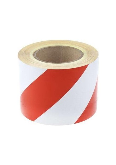 Fosforlu Bant Çapraz 9,2 Cm X 5 Metre Kırmızı Beyaz