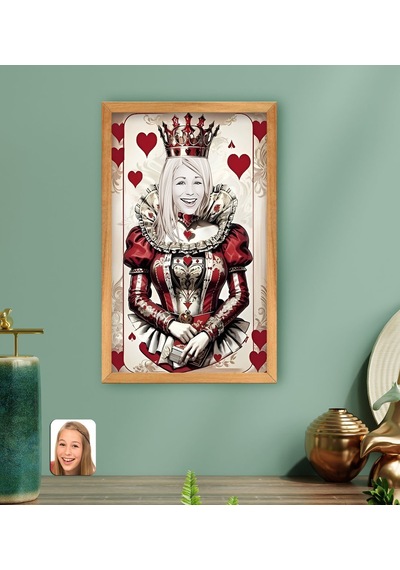 Bk Gift Kişiye Özel Maça Kızı-kraliçe Tasarımlı Ahşap Çerçeveli Tablo-2 40x25cm, Arkadaşa Hediye, Sevgiliye Hediye Kobitmeyencom33364 Bk Gift