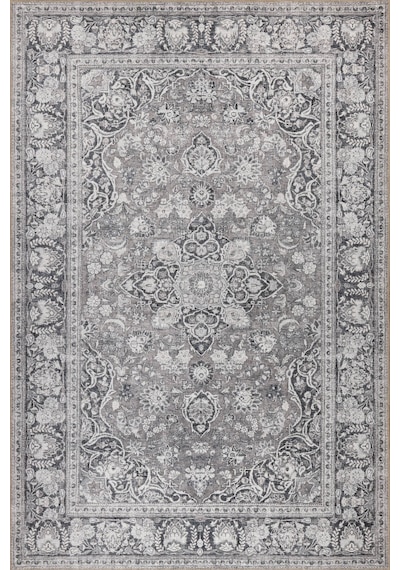 Artloop Stonart Eskitme Vintage Desenli Gri Otantik Yıkanabilir Şönil Halı Al 451 Gri 5