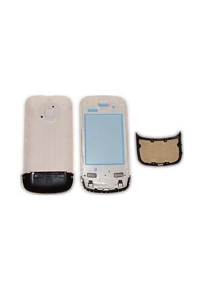 Nokia C2-02 Kapak Nokia C2-02 Uyumlu Beyaz Gold Ön Kapak Arka Ka