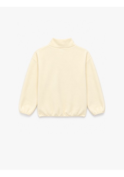 Koton Cepli Dik Yaka Uzun Kollu Yarım Fermuarlı Polar Sweatshirt Ekru 7wkg10022ak