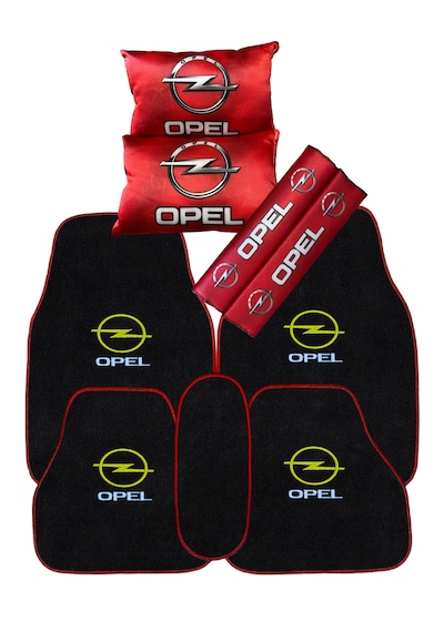 Opel Araçlara Uyumlu Nakış İşlemeli 5 Parça Oto Halı Paspas & Dijital Baskılı Kırmızı Konfor Seti