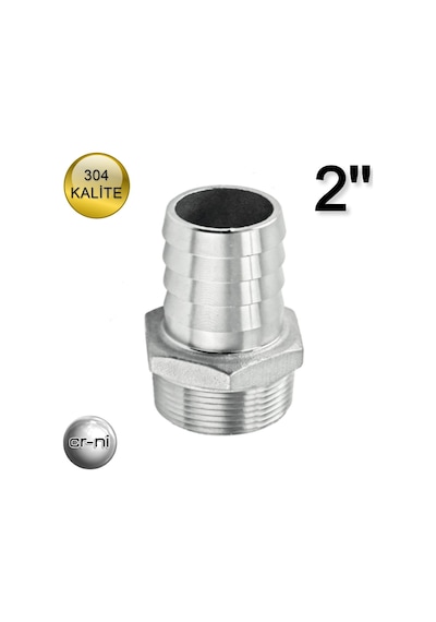 Paslanmaz Krom 2'' Hortum Rekoru(Hortum Ucu) 304 Kalite