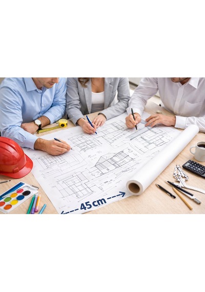 45 Cm X 5 Metre Dev Boş Çizim Kağıdı Rulosu Mimari Çizim, Teknik Proje