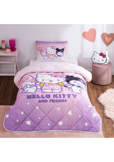 Taç Lisanslı Hello Kitty & Friends Tek Kişilik Pamuk Yorgan Seti 000000001000051513 Çok Renkli