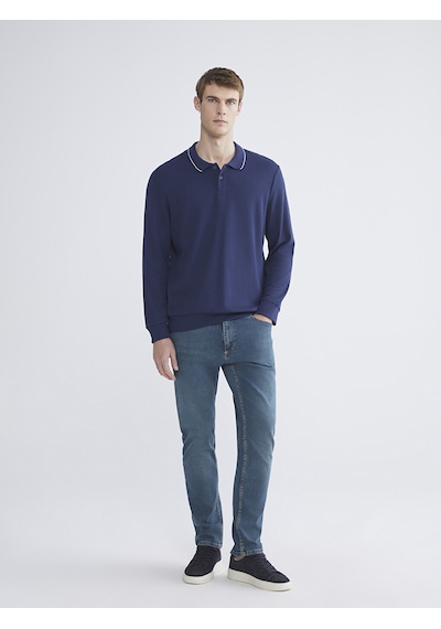 Lcw Eco Mavi Polo Yaka Erkek Sweatshirt
