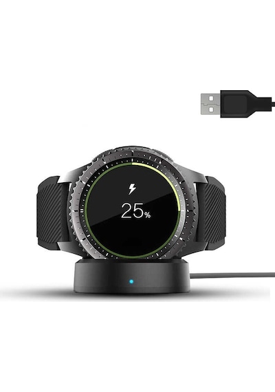Samsung Galaxy Uyumlu Watch Gear S2 S3 S4 Sort Usb Akıllı Saat Şarj Kablosu Standı