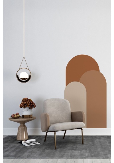 Kendiliğinden Yapışkanlı Kumaş Kanvas Dokulu Duvar Kağıdı Bohem Oval Boho 3'lü Duvar Tek Parça Renkli