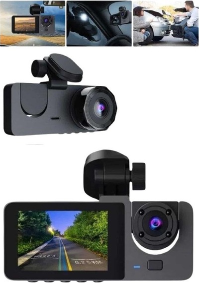 Araç İçi Dikiz Kamerası Sürüş Kaydedici 3 Lensli Dvr Kamera 24531194