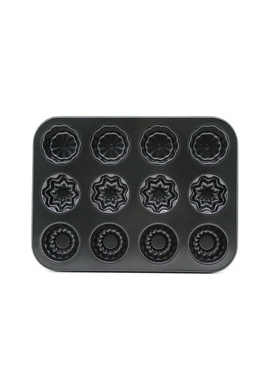 12 Gözlü Metal Muffin Kek Kalıbı - Siyah