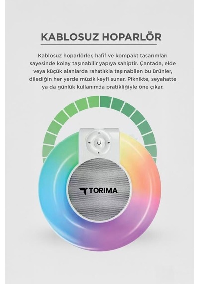 Özel Üretim Arkadaş Oda Masa Bluetooth Hoparlör Rgb Işıklı Kablosuz Speaker D65 Beyaz