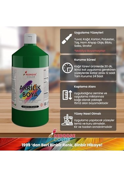 Yeşil Akrilik Boya 1000 Gr 0000 Clear
