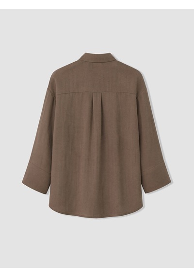 Lcw Everyday Kahverengi Beli Bağcıklı Oversize Kadın Gömlek