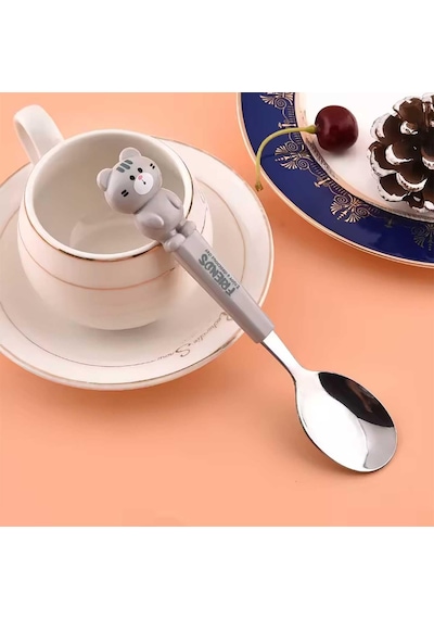Hayvan Figürlü Çocuk Çatal Kaşık Ve Chopstick Seti 3'lü Takım Pembe