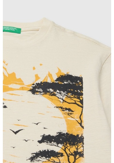 United Colors Of Benetton Erkek Çocuk Ekru Önü Baskı Detaylı Bisiklet Yaka T-shirt 6-14 Yaş -2849 United Colors Of Benetton Erkek Çocuk Ekru Önü Baskı Detaylı Bisiklet Yaka T-shirt 6-14 Yaş -2849