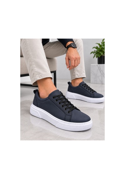 Yalçın Erkek Casual Bağcıklı Ortopedik Rahat Kaymaz Taban Sneaker Ayakkabı Lacivert - 919615758 Lacivert