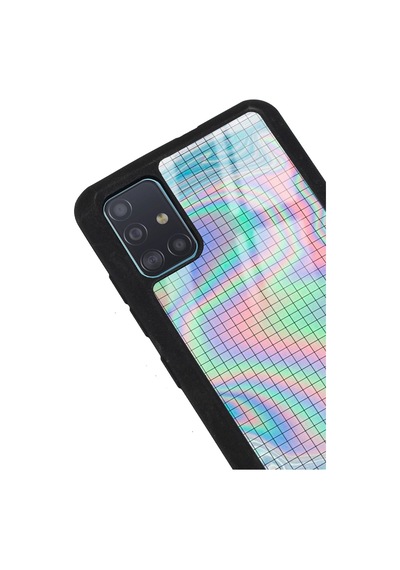 Samsung Uyumlu A51 Neon Dama Tasarımlı Glossy Telefon Kılıfı Siyah
