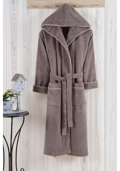 Varol Biyeli Kapşonlu Bambu Bornoz Kahve/3xl Kahve
