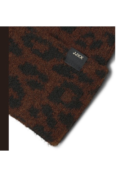Jack & Jones Kadin Leopar Desenli Örgü Bere - Molly - 12286724 Toasted Coconut
