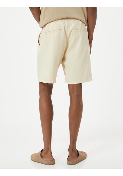 Koton Bermuda Şort Chino Beli Bağcıklı Cep Detaylı Rayon Kumaş Bej 4sam40068hw Ekru