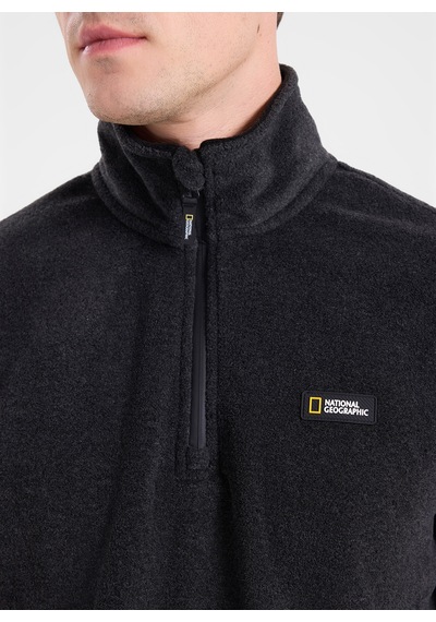 National Geographic N6wm-swt4333 Antrasit Melanj Erkek Dik Yaka Relaxed Polar Sweatshirt