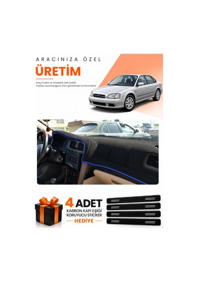 Subaru Legacy 1998-2003 Uyumlu Torpido Koruma Örtüsü Oto Kılıfı - Siyah Mavi