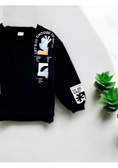 Zekids Erkek Çocuk 3 İplik Şardonlu Sweat-14275 Siyah