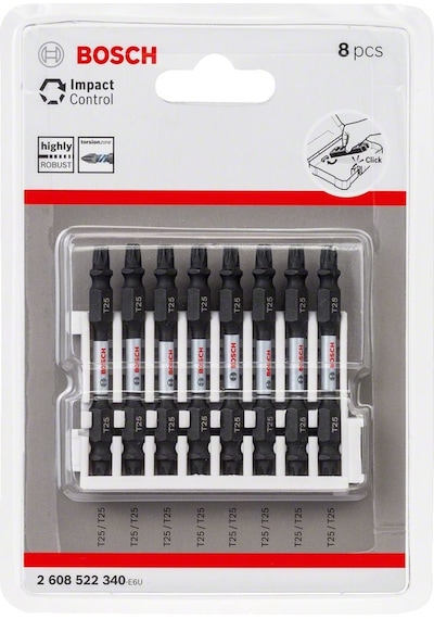Bosch Impact Ctrl Çift Taraf 8'li T25 65mm Vidalama Ucu Paketi - 2608522340