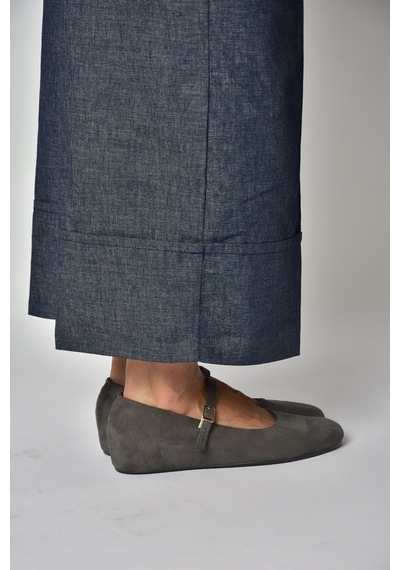Fox Shoes Y250770702 Gri Süet Alçak Dolgu Tabanlı Kadın Ayakkabı