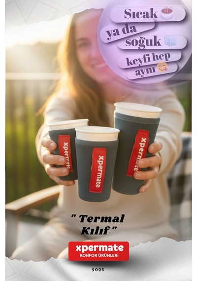 Xpermate Termal İçecek Kılıfı Sıcak & Soğuk Tutan Kahve Termal Kılıf 0,24l Gri