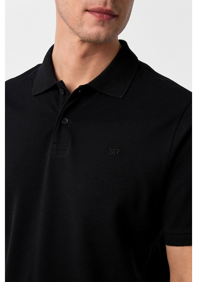 Süvari Siyah Regular Düz Polo Yaka Tişört-37400 Siyah
