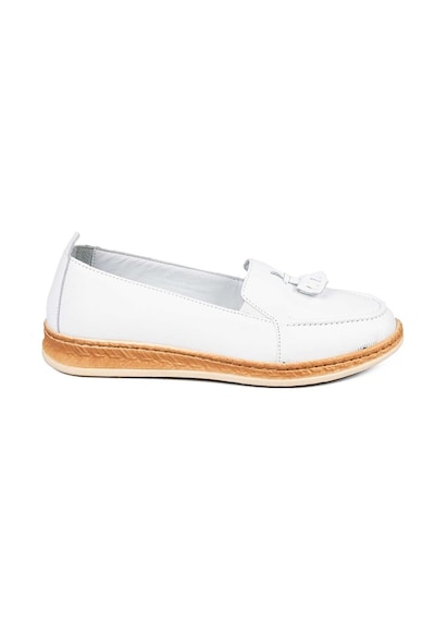 Bestello Püsküllü Poli Loafer 020-049 Kadın Ayakkabı Beyaz