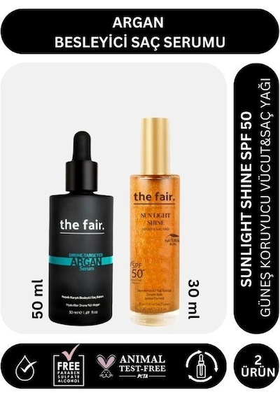 The Fair. Argan Besleyici Saç Serumu 50 Ml Ve Sunlight Shine Spf 50 Güneş Koruyucu Saç Yağı 30 Ml