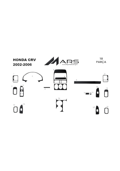 Honda Cr V Konsol Kaplama-torpido Kaplama 2002-2006 Siyah Karbon