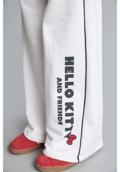 Defacto Hello Kitty Lisanslı And Friends Wıde Leg Ecru Eşofman Altı Kız Çocuk I1690a826auer105 Ekru-er105