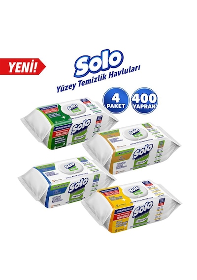 Solo Yüzey Temizleme Mendili 4'lü Karma Set 400 Yaprak