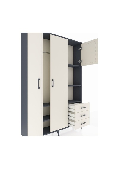 Arges Dolap 5 Raflı 3 Çekmeceli Tek Askılı 132x30x195 Antrasit-aytaşı/aytaşı Aytası/aytası Arges Dolap 5 Raflı 3 Çekmeceli Tek Askılı 132x30x195 Antrasit-aytaşı/aytaşı Aytası/aytası