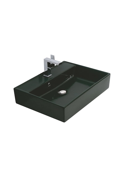 Alvit Architect 38 x 50 CM Tezgah Üstü Lavabo Parlak Siyah