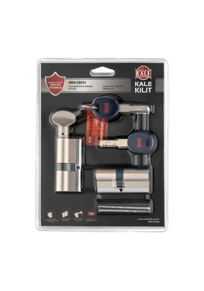 Kale İkili Pas Sistemli Yüksek Güvenlikli Kapı Silindiri 68 Mm Saten Blister Cech+cechm 0