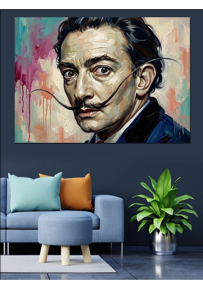 Ressam Salvador Dali Modern Portresi Dekoratif Kanvas - Mdf Ahşap Tablo