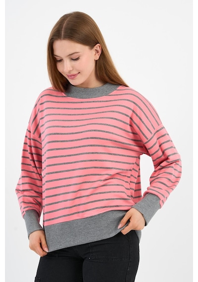 Alexander Gardi Kadın Bisiklet Yaka Çizgili Sweatshirt B24-00248 Pembe