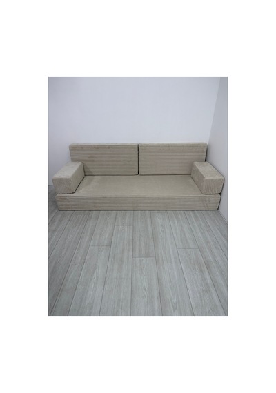 Premium Fitilli Kadife Kumaş, Modüler Dinlenme Koltuğu , Yer Yatağı Ve Koltuk Takımı - Krem