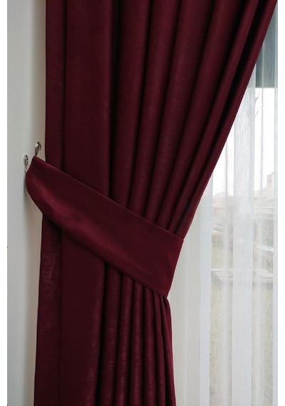 Evdepo Home Bordo Düz Renk Soft Fon Perde Tek Kanat Bordo